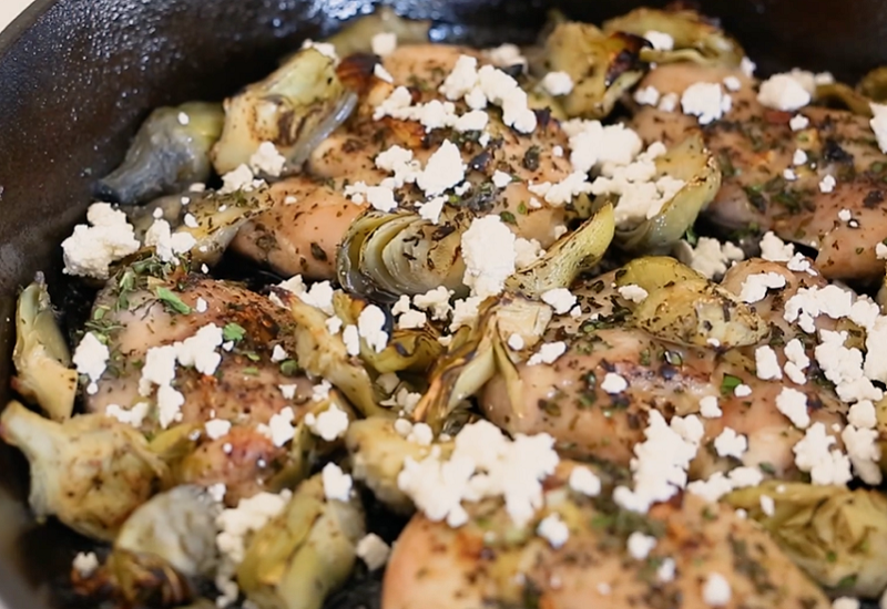 Chicken with Artichoke Hearts and Feta Cheese