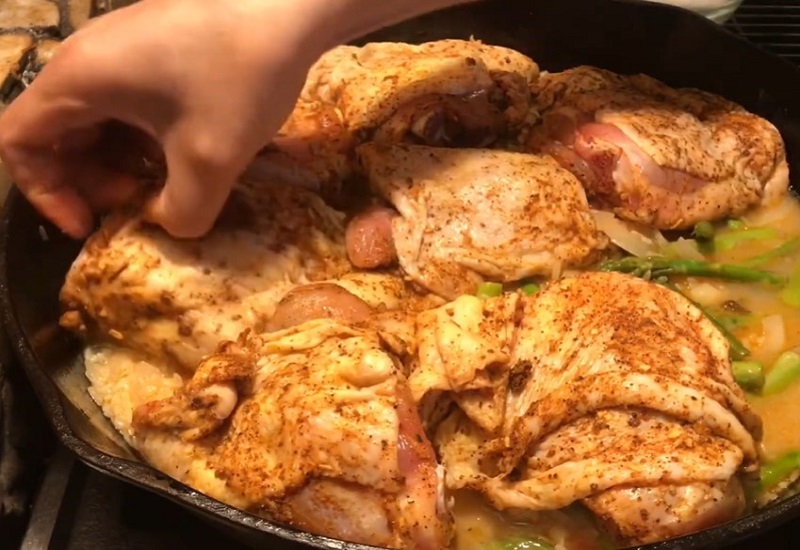 Chicken with Asparagus and Rice