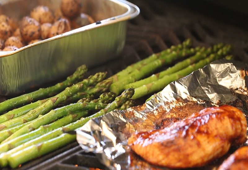 Grilled Potatoes, Chicken and Asparagus