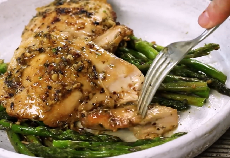 One Pan Garlic Herb Chicken & Asparagus