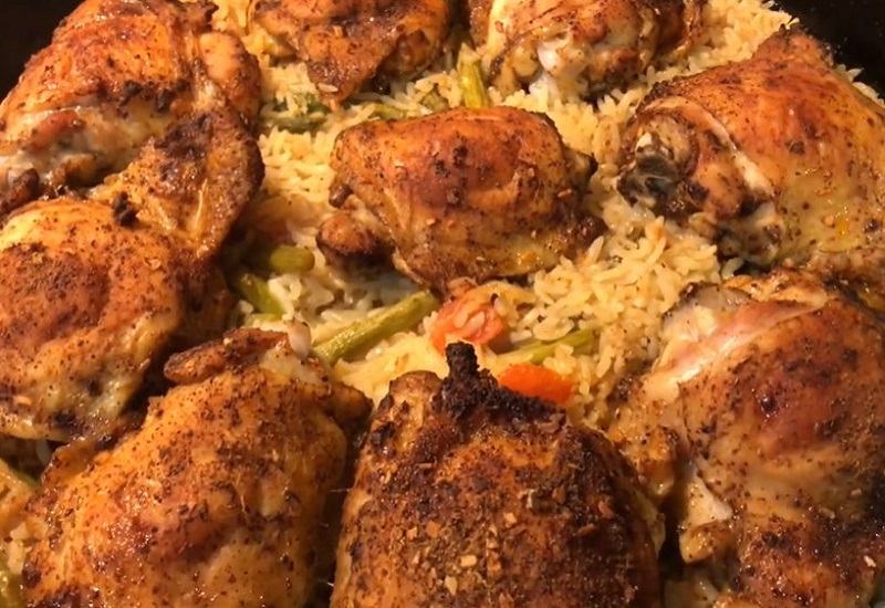 One-Skillet Chicken Rice & Asparagus