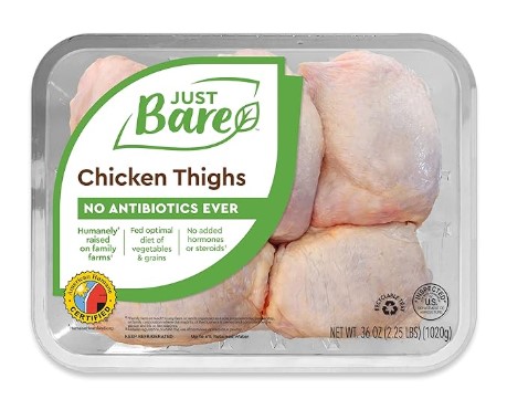 Just Bare All Natural Fresh Chicken Thighs (Bone-In)