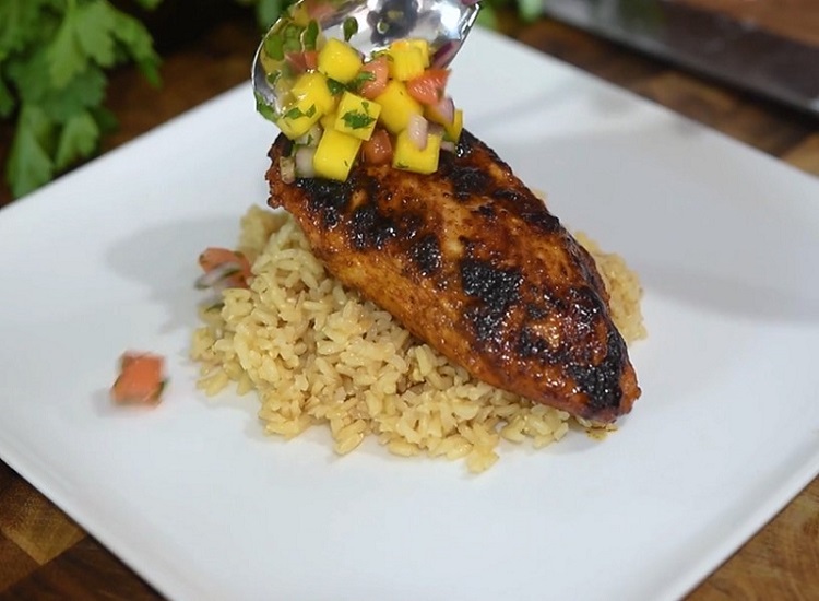 Ancho Chile Chicken with Mango Salsa