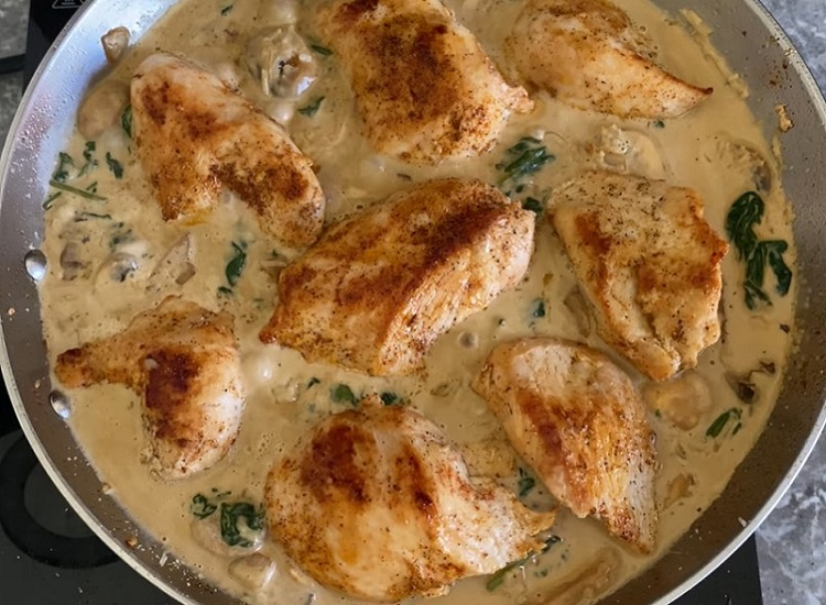 Chicken With Mushrooms And Spinach