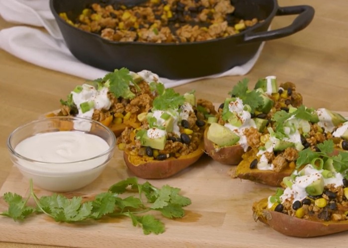 Turkey Taco Stuffed Sweet Potatoes