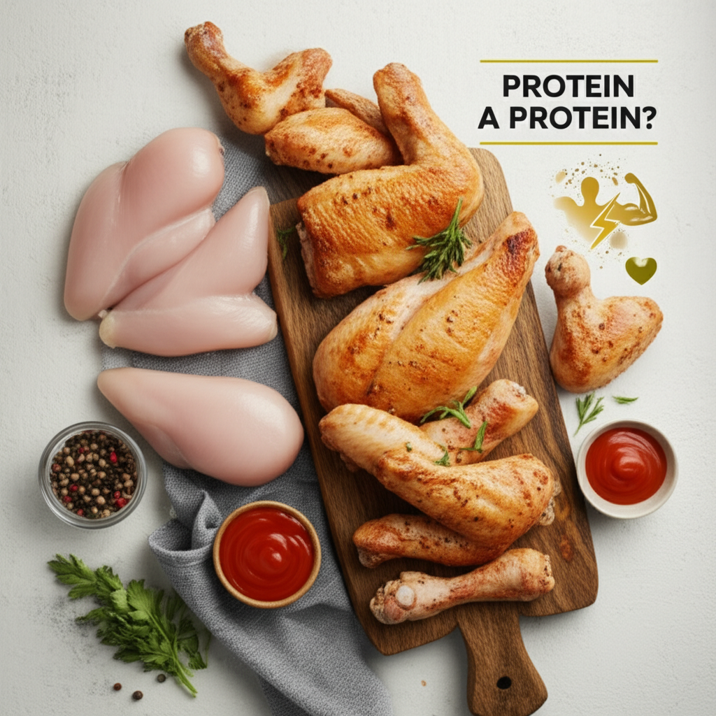 Generate a high-quality, relevant image prompt for an article about: Are Chicken a Protein? Proven E