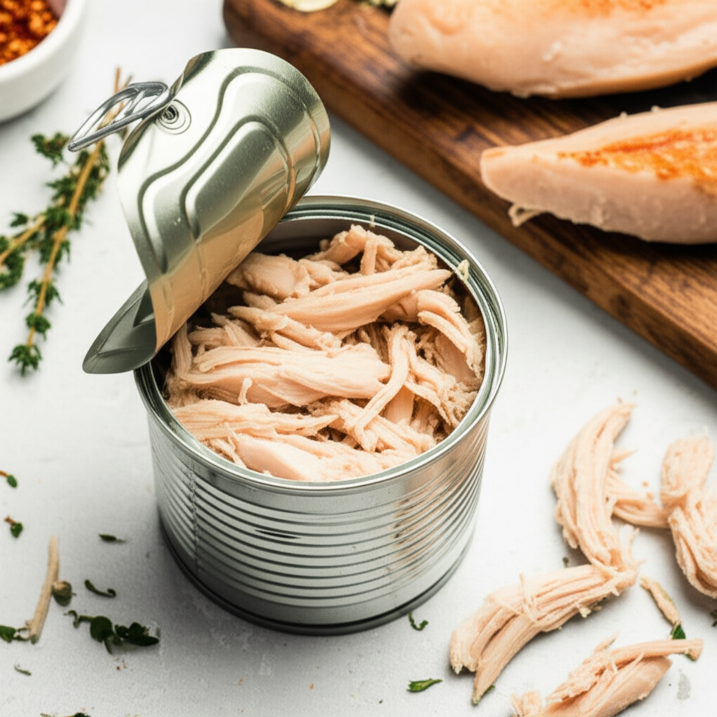 Generate a high-quality, relevant image prompt for an article about: Are Canned Chicken Bad For You: