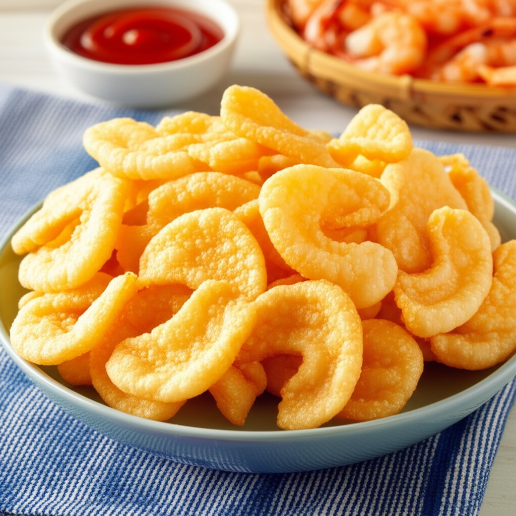 Generate a high-quality, relevant image prompt for an article about: Are Shrimp Chips Made With Shri