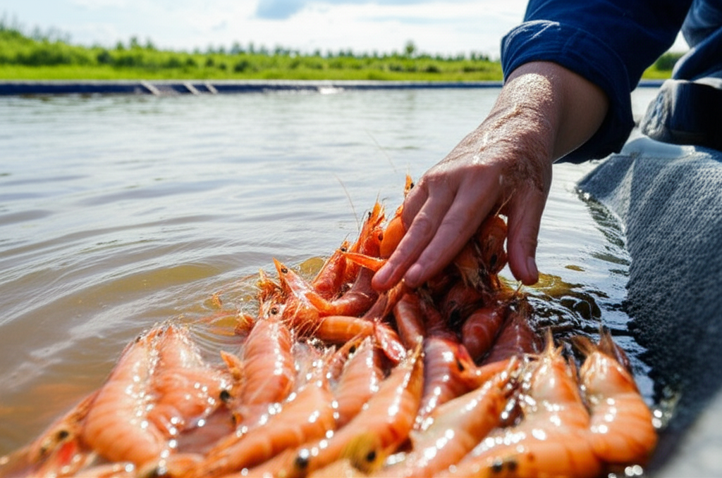 Generate a high-quality, relevant image prompt for an article about: Are Shrimp Farm Raised? Essenti