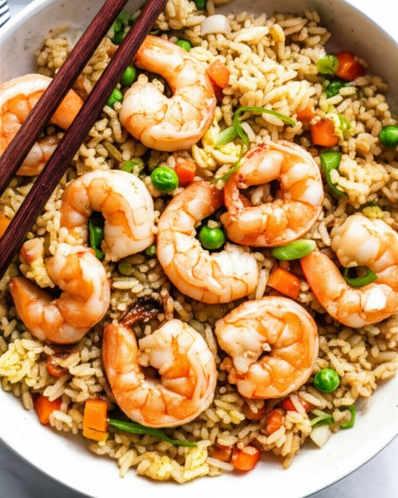 Generate a high-quality, relevant image prompt for an article about: Are Shrimp Fried Rice: Genius &