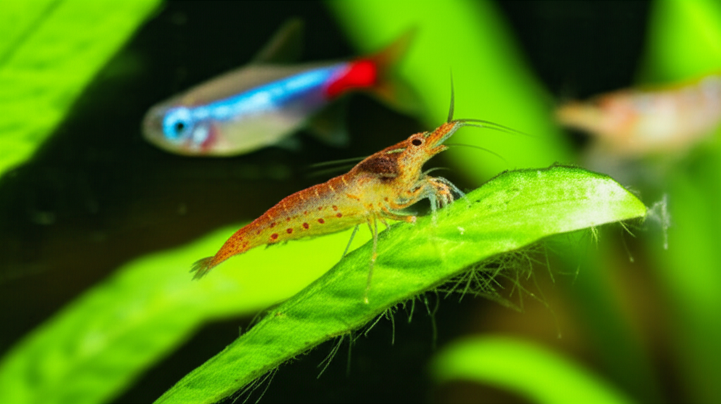 Generate a high-quality, relevant image prompt for an article about: Are Shrimp Good For Fish Tanks?