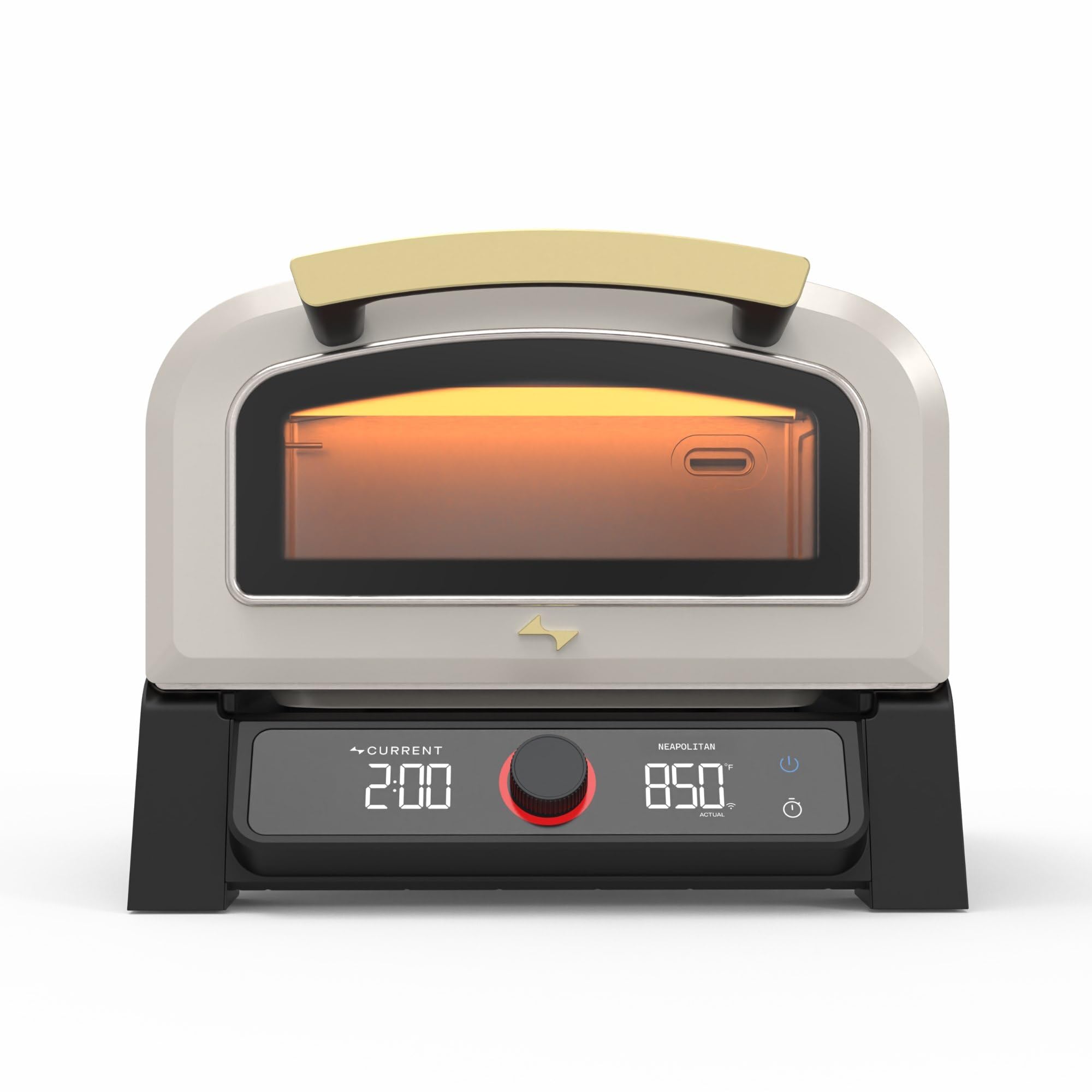 Current Model P Smart Electric Pizza Oven, 12-Inch, 850°F Max, 8 Cooking Modes, App Connectivity for Temperature Monitoring & Custom Cooking Times, Compact for Indoor & Outdoor Use, Beige